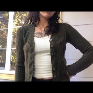 Madewell dark olive cashmere cardigan